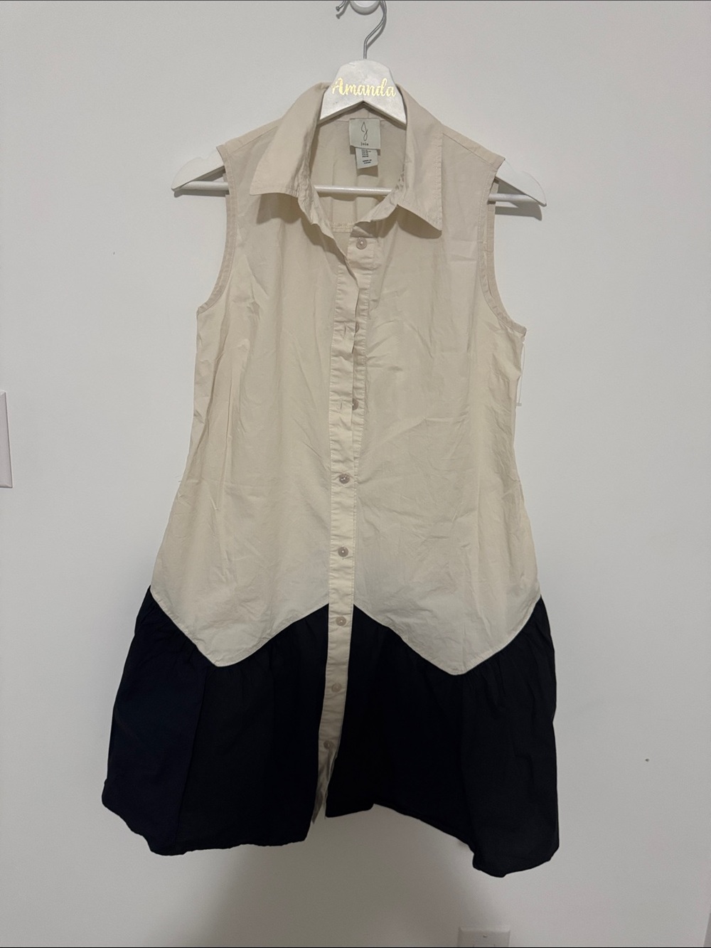 Joie by Anthropologie Cotton Sleeveless Two-Tone Button Front Dress Shirt
